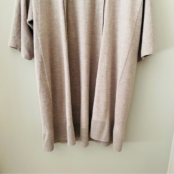 Eileen Fisher Short Sleeve Open Front Cardigan Sweater Tan Sz Small - Picture 3 of 8